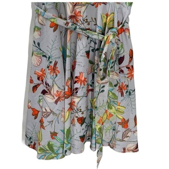 Essue Gray Floral Sleeveless Sundress Mini Flare Dress Medium - Picture 4 of 13